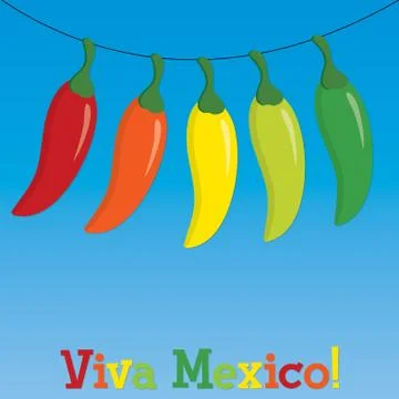 String of chill pepper greeting card in vector format. Stock Illustration