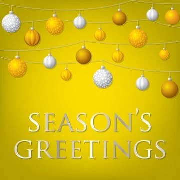 String of Christmas baubles card in vector format. Illustrazione stock