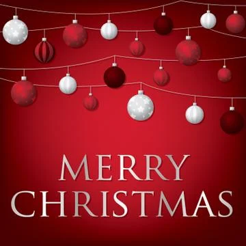 String of Christmas baubles card in vector format. Stock Illustration