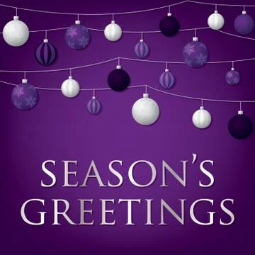 String of Christmas baubles card in vector format. Stockillustratie