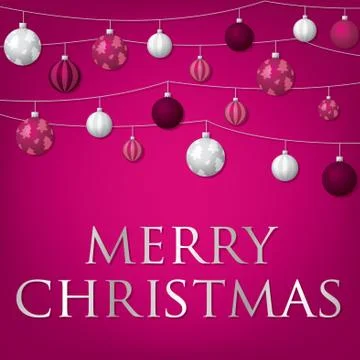 String of Christmas baubles card in vector format. Stock Illustration