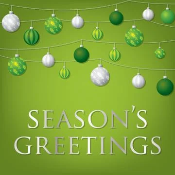 String of Christmas baubles card in vector format. Stockillustratie