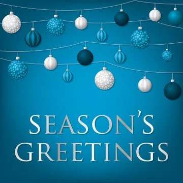 String of Christmas baubles card in vector format. Stock Illustration