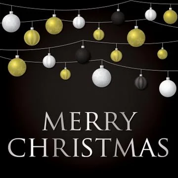 String of Christmas baubles card in vector format. Stockillustratie