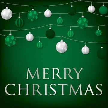 String of Christmas baubles card in vector format. Stock Illustration