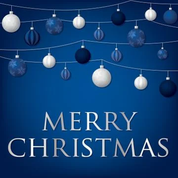 String of Christmas baubles card in vector format. Stock Illustration