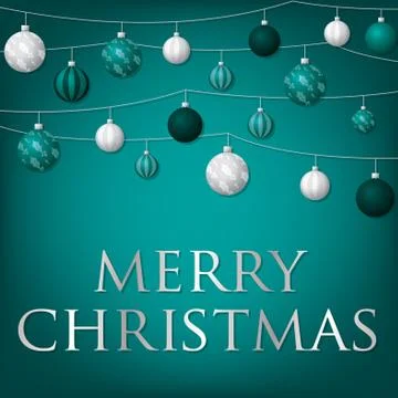 String of Christmas baubles card in vector format. Stock Illustration