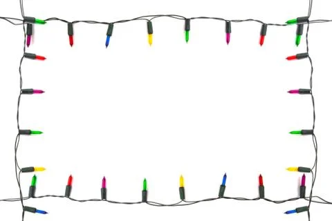 String of Christmas lights decoration isolated on white background Stock Photos
