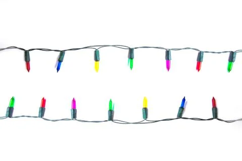 String of Christmas lights decoration isolated on white background Stock Photos