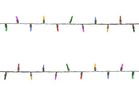String of Christmas lights decoration isolated on white background Stock Photos
