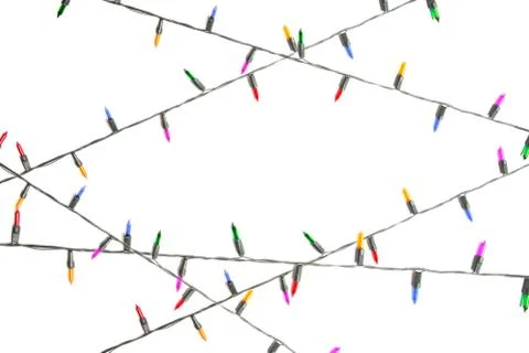 String of Christmas lights decoration isolated on white background Stock Photos