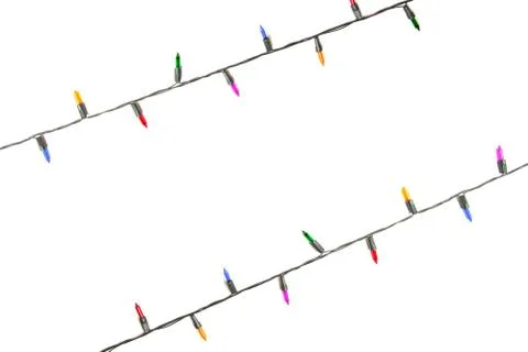 String of Christmas lights decoration isolated on white background Stock Photos