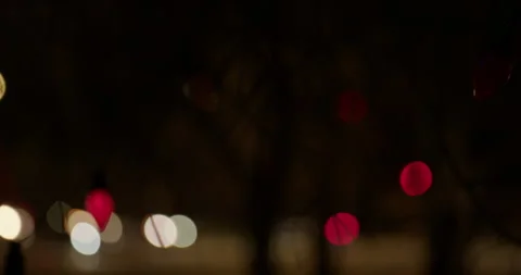 String of Christmas Lights at Night Stock Footage 296786611