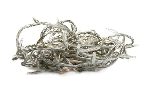 String of Christmas lights on white background Stock Photos