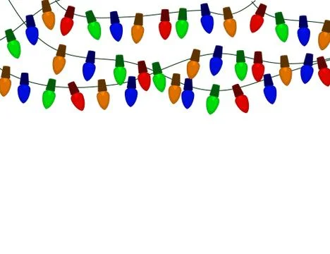 String of Color christmas light bulbs  isolated on white. Stock Illustration
