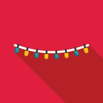 String of colorful lights hanging on a red background Stock Illustration