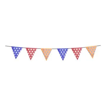 String of colorful triangle flags hanging on a line イラスト素材