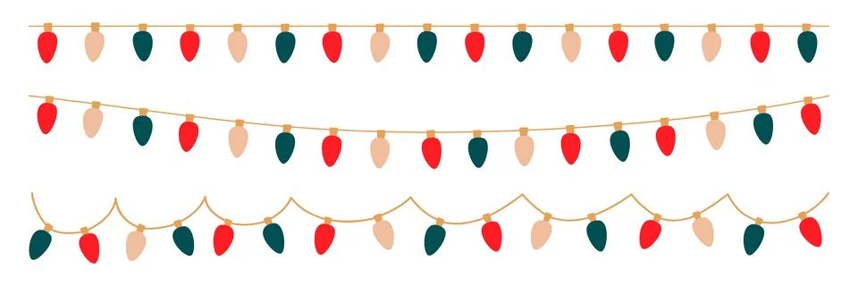 String decoration bulb with color light holiday and oval border garland Illustrazione stock