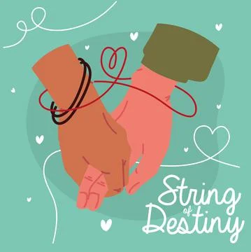 String of destiny, hands together Stock Illustration