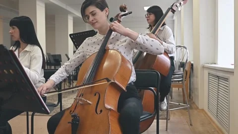 String ensemble rehearses to perfect performance. Practice builds coordination Stock Footage 305651543