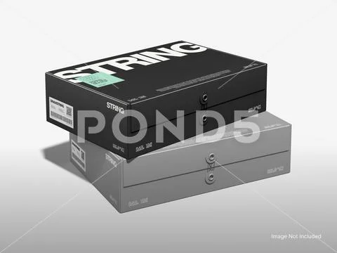 String Gift Box Mockup Packaging PSD Template