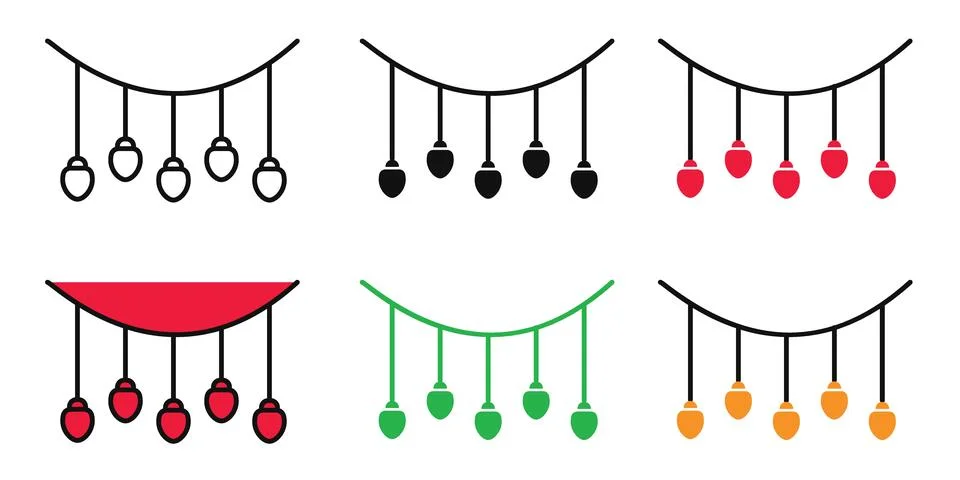 String of Glowing Christmas Light Bulb Icons for Winter Festivities and Nig.. Stock Illustration