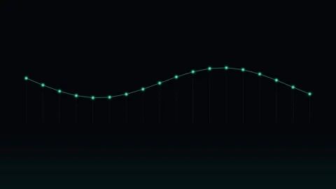 A string of glowing green lights arranged in a gentle wave on black backgroun 스톡 동영상 338309984