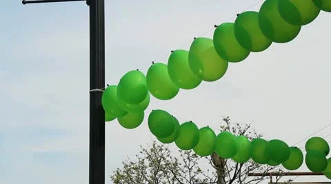 String of Green Balloons Stock-Footage 10832245