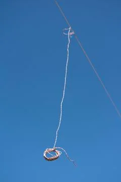 String is hanging on the cable Stock Photos
