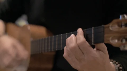String instrument, closeup, chords for artist playing music. Stock Footage 128722711