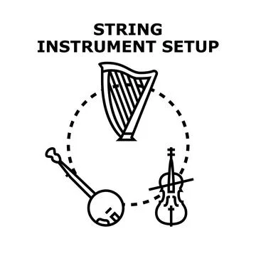 String instrument setup for music performance concept Stock Illustration