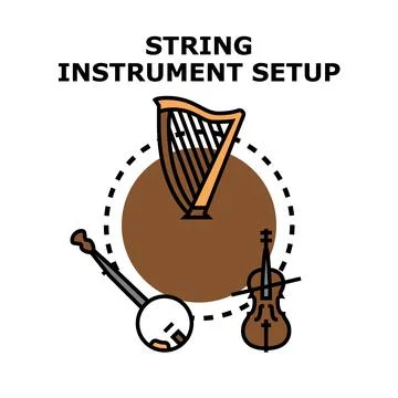 String instrument setup for music performance concept Stock Illustration