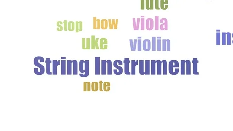 String Instrument Wordcloud Animated On White Background Video stock 107232348