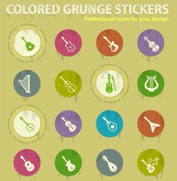 String instruments icon set Stock Illustration