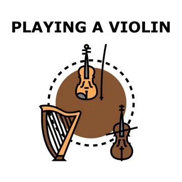 String instruments musical equipment ensemble playing concept Stock Illustration