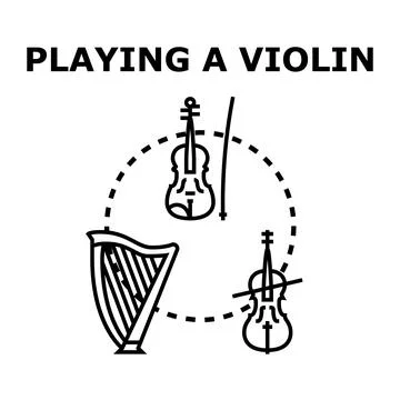 String instruments musical equipment ensemble playing concept Stock Illustration