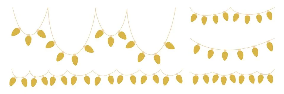 String light bulb with holiday gold garland for xmas festive decorative Stockillustratie