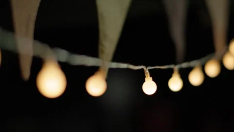 String Lights at a Backyard Campsite Stock Footage 346534122