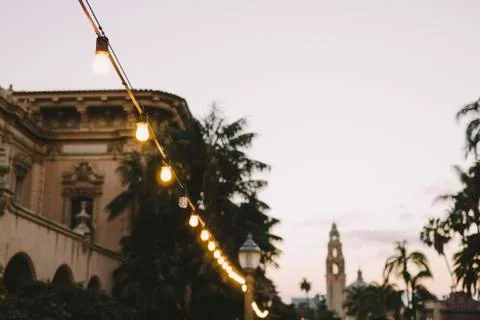 String Lights in Balboa Park Stock Photos