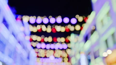 String of lights between buildings in guangzhou, china Stock Footage 327244904