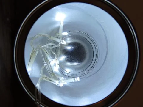 String lights in a coffee can Stock Photos