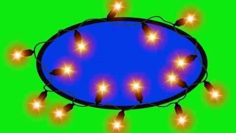 String Lights Frame Animation Green Background Stock-Footage 166624710