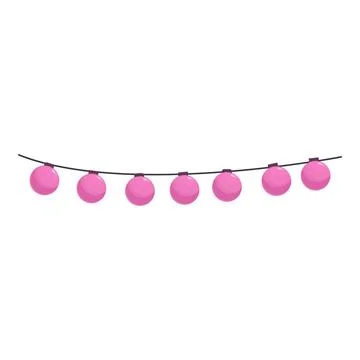 String lights hanging, pink round lightbulbs decoration Stock Illustration