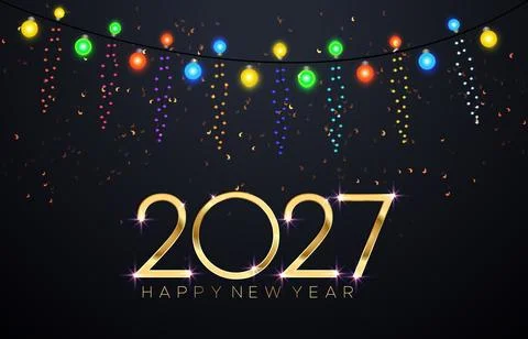 String Lights Happy New Year 2027 Festive Party Background 库存插图