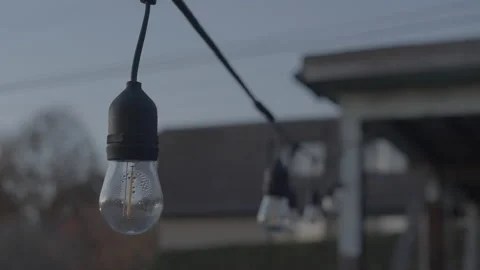 String lights hung up at sunset Stock Footage 226445199