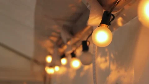 String Lights Inside Party Tent Stock Footage 236811976