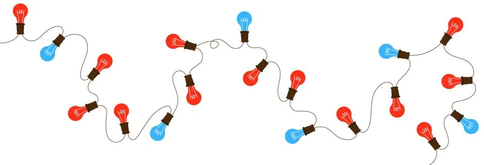 String of lights in line with sketchy doodle art. Decorative border for Illustrazione stock