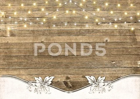 String of lights on wood Stock Illustration