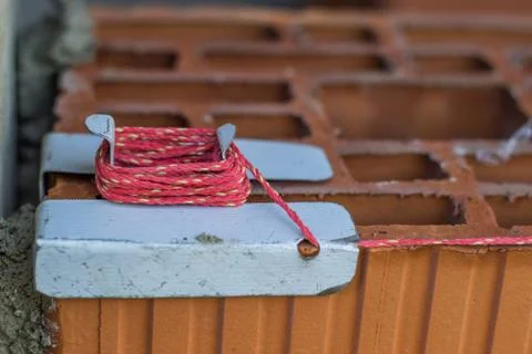 String line on clay hollow block Stock Photos