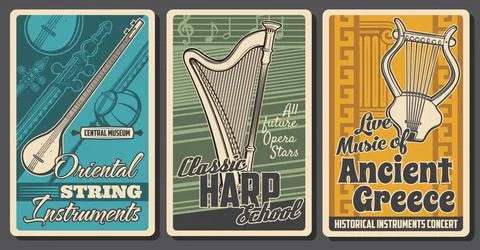 String music instrument vector banners Stock Illustration